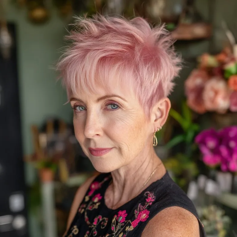 Modern Textured Spiked Cut with Soft Pink Hues