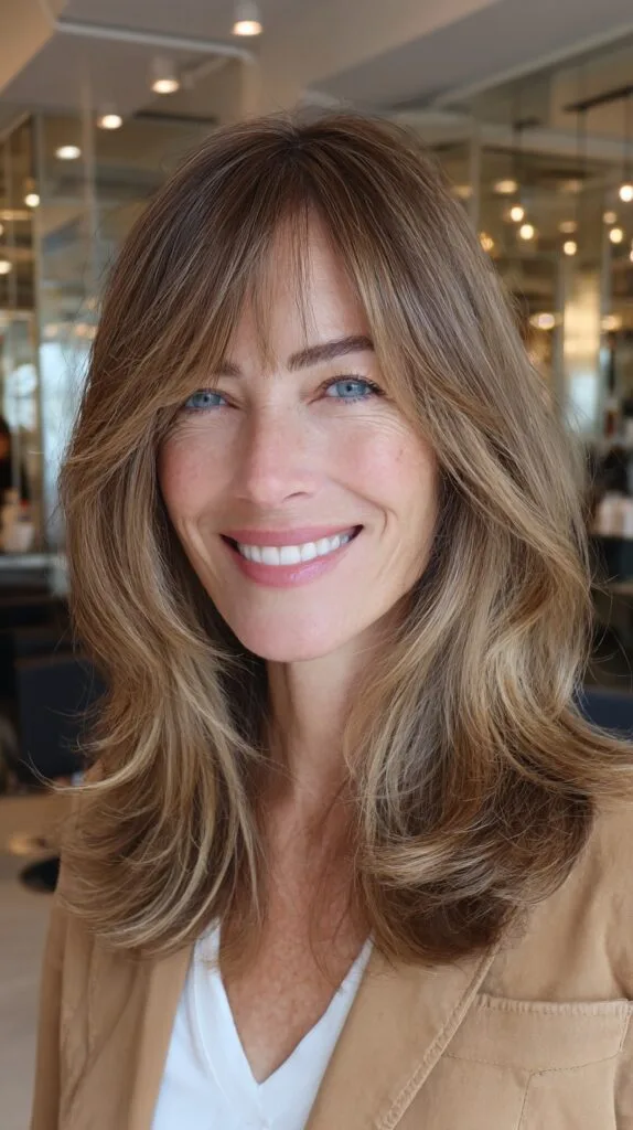 Natural Root-Shadow Curtain Bangs with Soft Mid-Length Layers