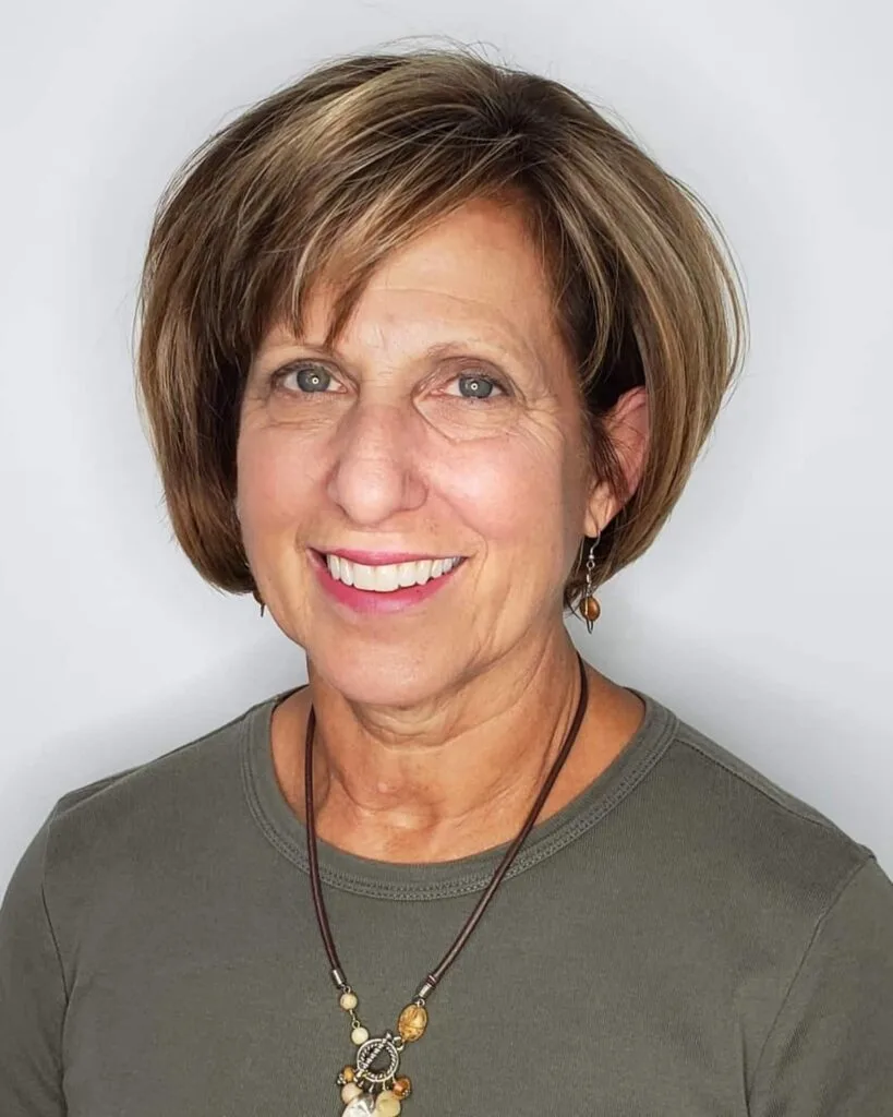 Perfectly Styled Cut for Thick Hair for ladies in Their 60s