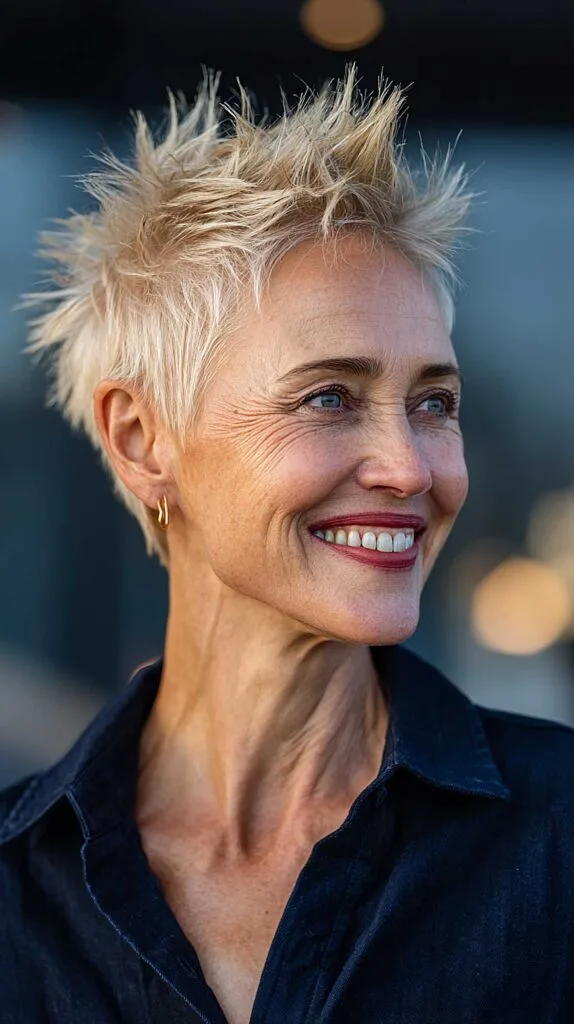 Platinum Spiky Pixie with Razored Texture