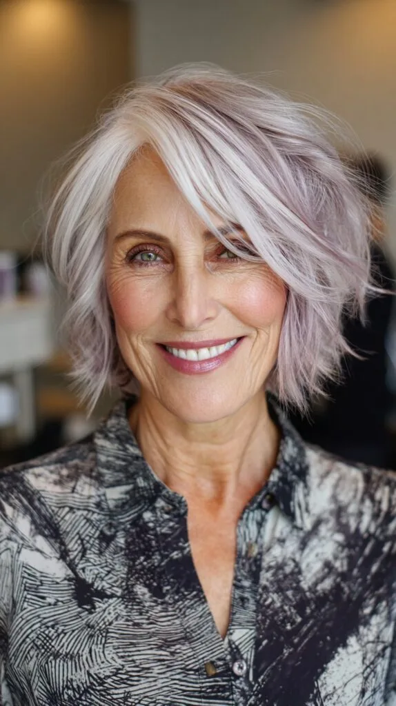 Playful Lavender Tousled Bob with Soft Layers