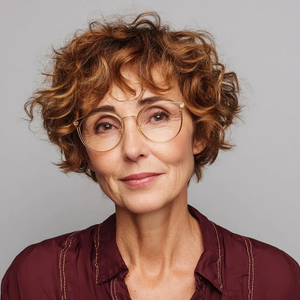Playful Warm Brown Curly Cut with Soft Layers