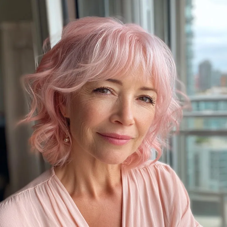 Playful Wavy Neck-Length Cut with Subtle Highlights