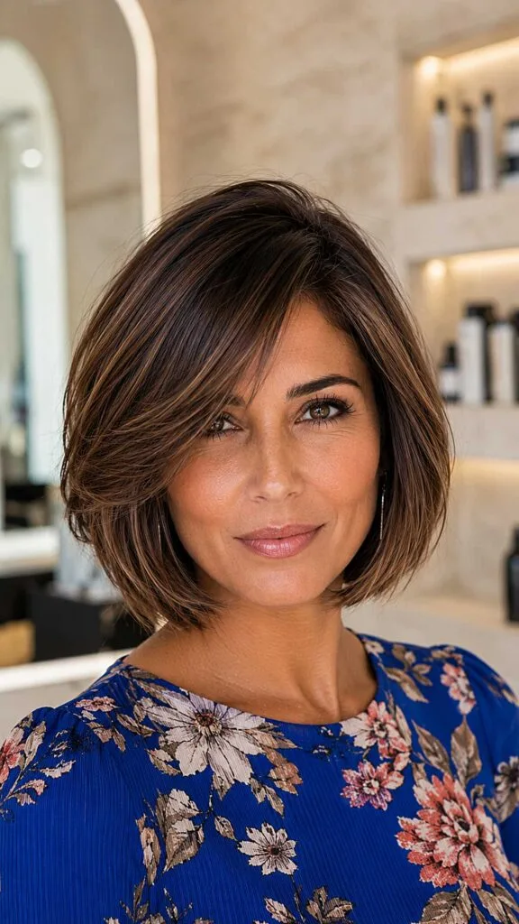 Precision Brunette Layered Bob with Subtle Dimension
