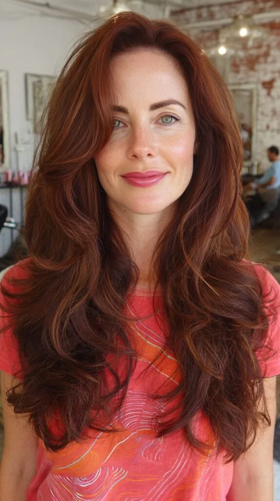 Radiant Auburn Silhouette with Voluminous Waves