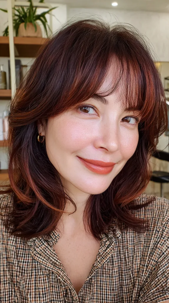 Radiant Layered Brunette with Subtle Red Undertones