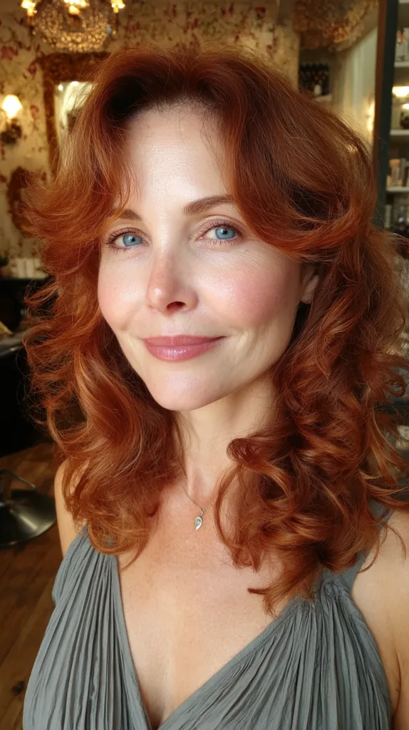 Radiant Long Red Layers with Defined Curls