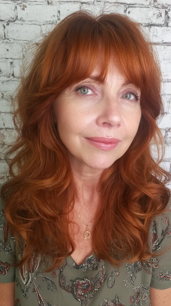 Radiant Long Red Layers with Soft Face Framing