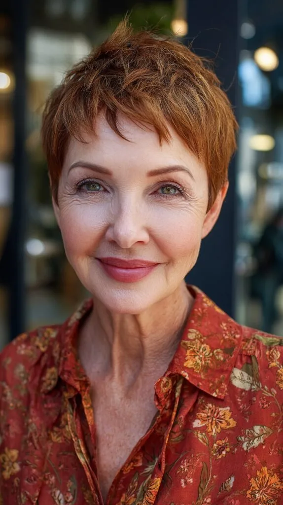 Razor-Textured Copper Pixie with Feathered Fringe