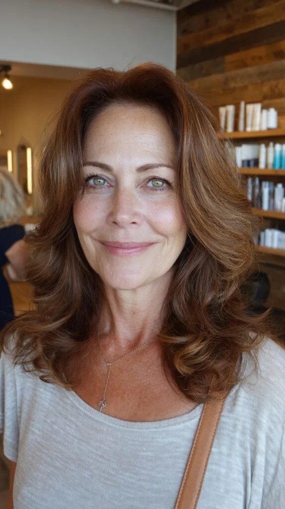 Root-Lifted Chestnut Butterfly Lob with Soft Face-Framing Layers
