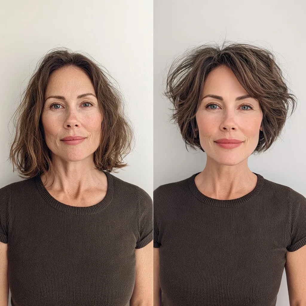 Root-Shadow Layered Short Shag with Lifted Crown