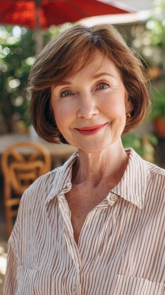 Rounded Chin-Length Bob with Soft Side-Swept Fringe