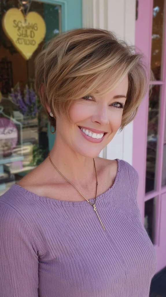 Rounded Layered 90s Pixie with Face-Framing Sweep