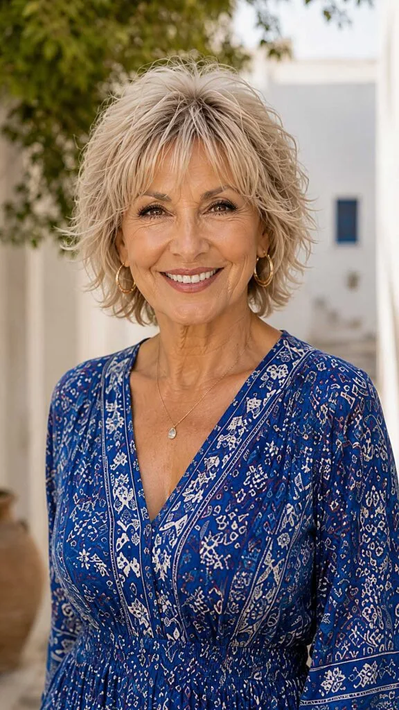 Sandy Blonde Short Shag Wolfcut with Beachy Texture