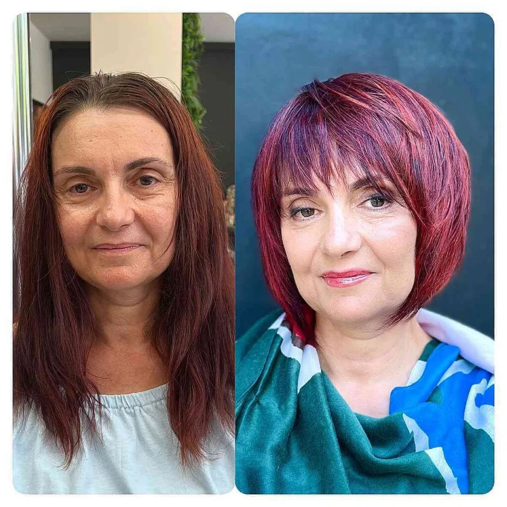 Short Bold Red Choppy Layers for Ladies 60 and Over