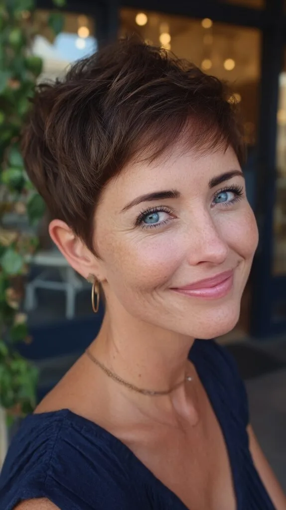 Short Chestnut Pixie with Point-Cut Crown