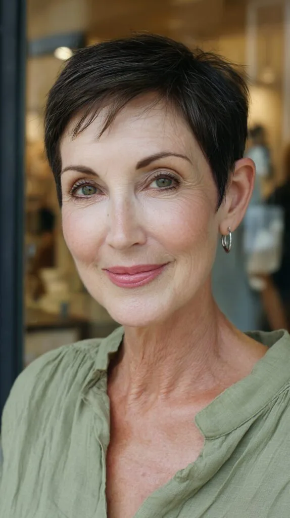 Short Tapered Pixie with Soft Micro-Fringe and Natural Gray Accents