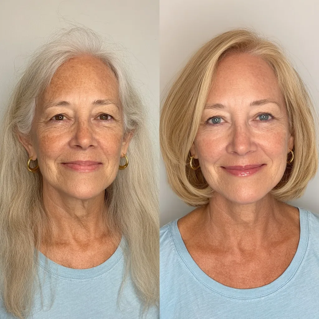 Silky Blonde Transition for Mature Grace