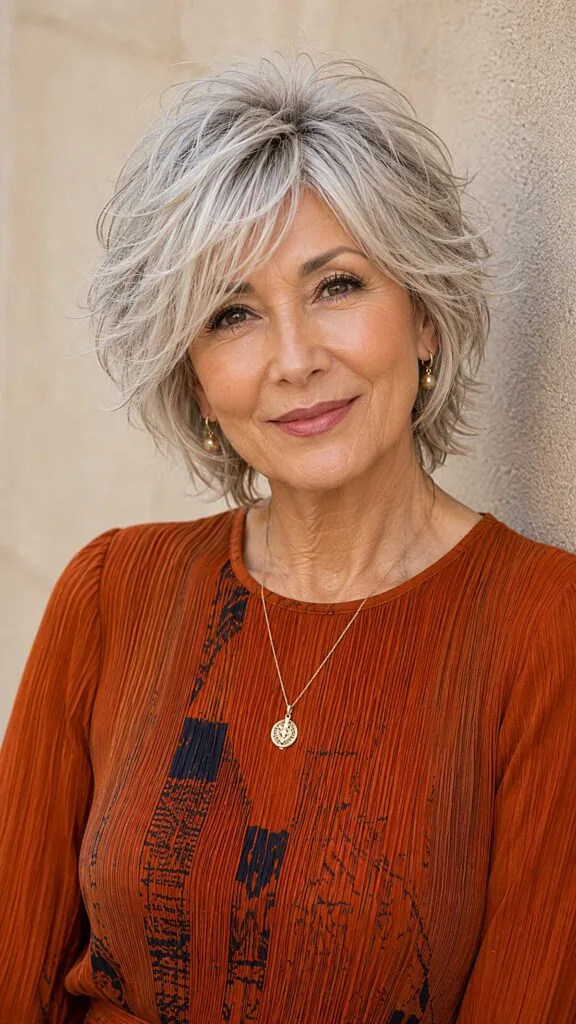 Silver and Steel Wolfcut with Soft Effortless Waves