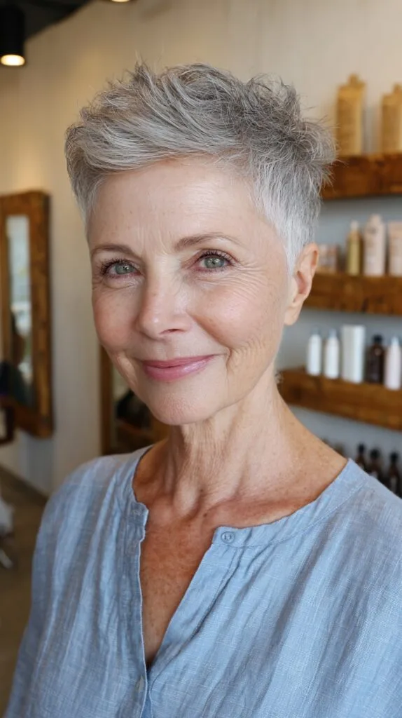 Silver Textured Pixie-Shag with Lifted Crown