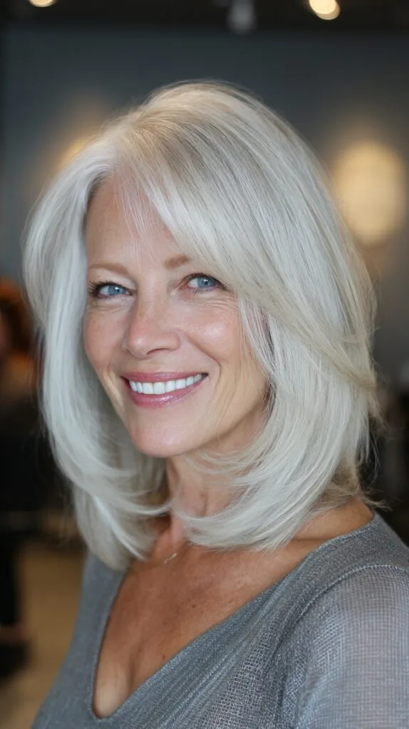 Silver-White Feathered Butterfly Lob with Soft Side Sweep