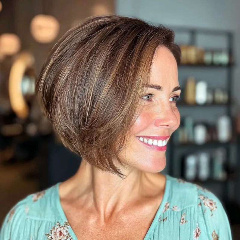 Sleek Angled Bob with Subtle Highlights
