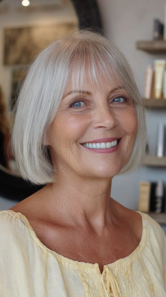 Sleek Chin-Grazing One-Length Bob with Sheer Micro-Fringe