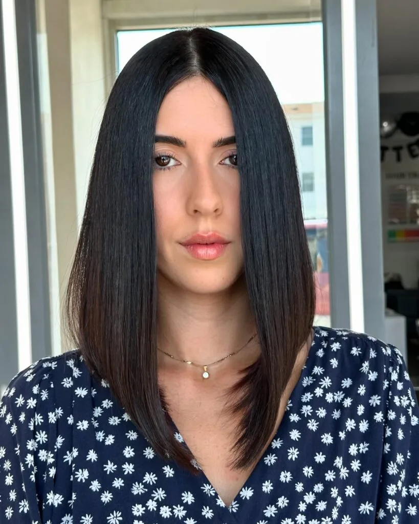 Sleek Long Bob with Subtle Angled Layers