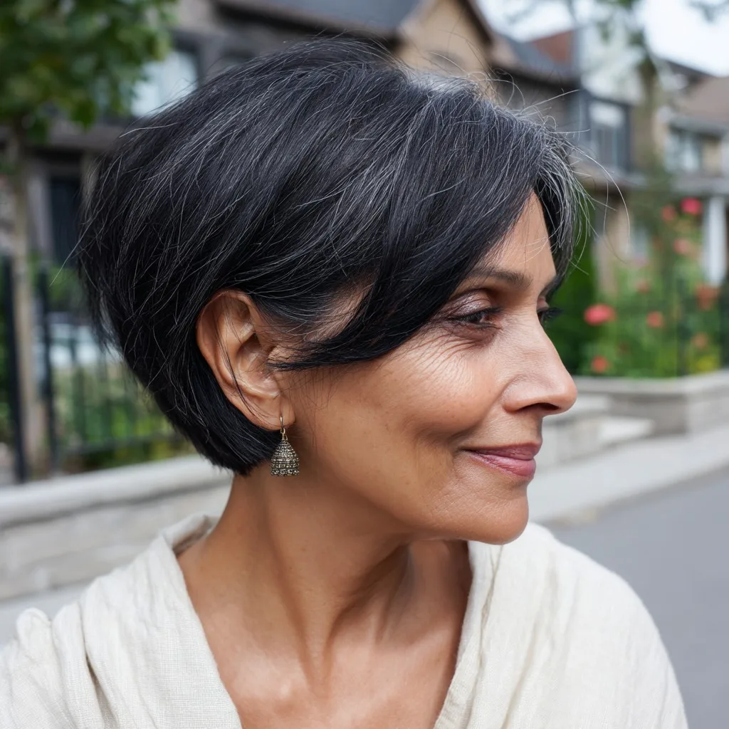 Sleek Modern Pixie Bob with Subtle Side Swept Layers