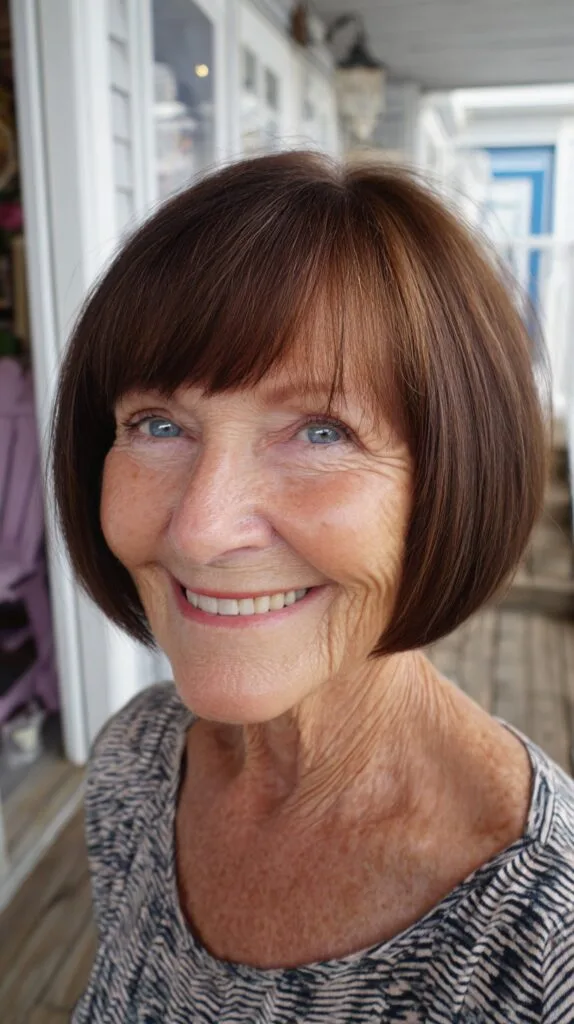 Sleek Rounded Chin-Length Bob with Soft Micro-Bangs
