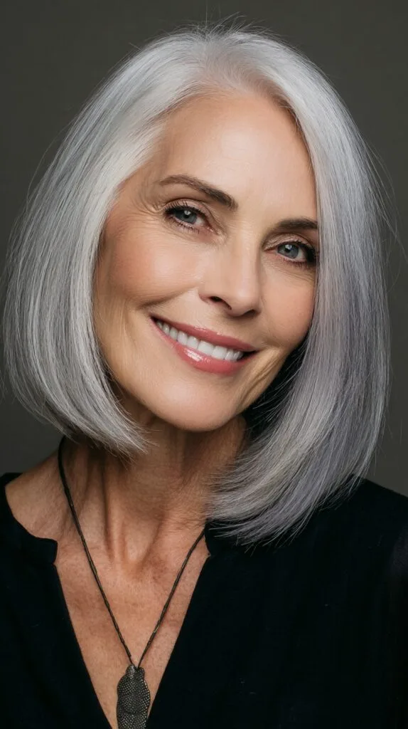 Sleek Silver Gradient Bob for Classic Appeal