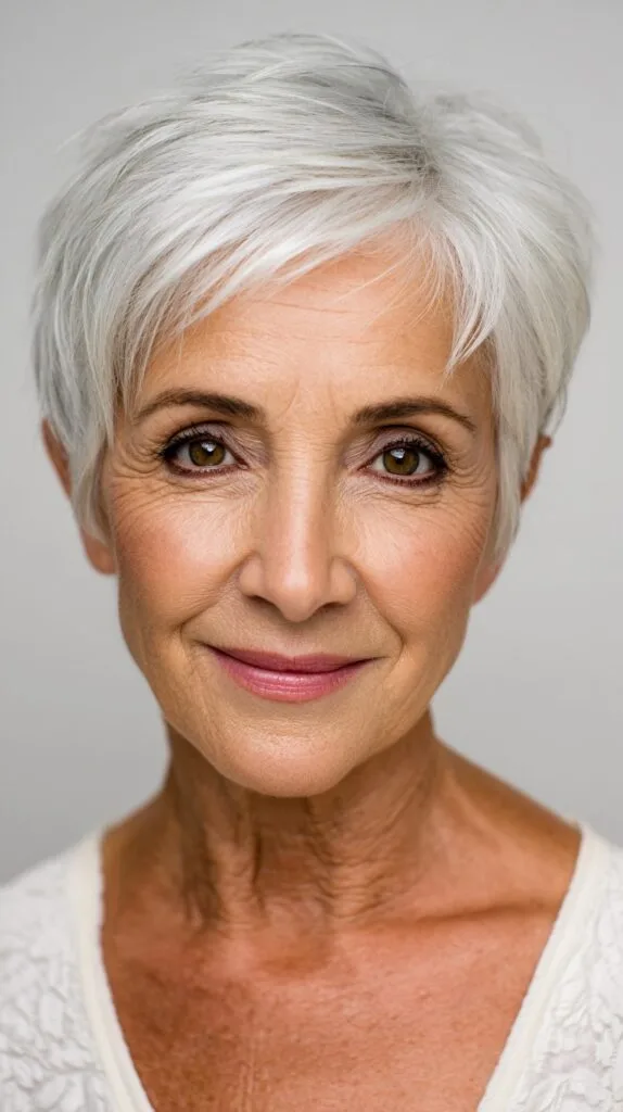 Sleek Silver Pixie with Tapered Edges