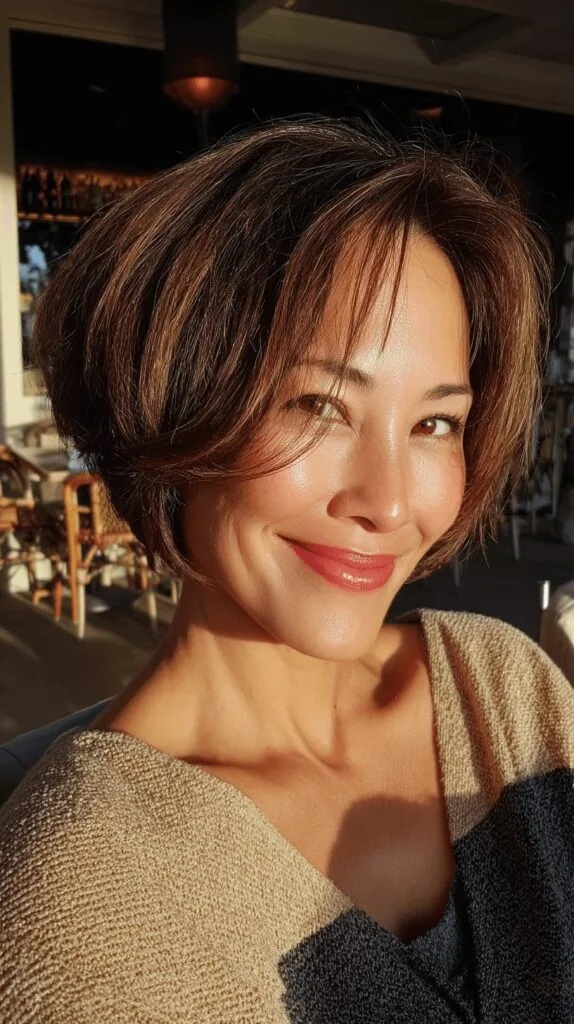Sleek Textured Bob with Subtle Highlights