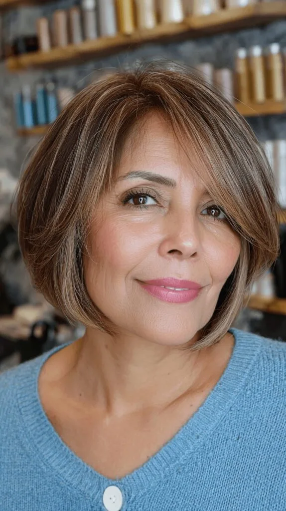 Soft Angled Bob with Face-Framing Bangs