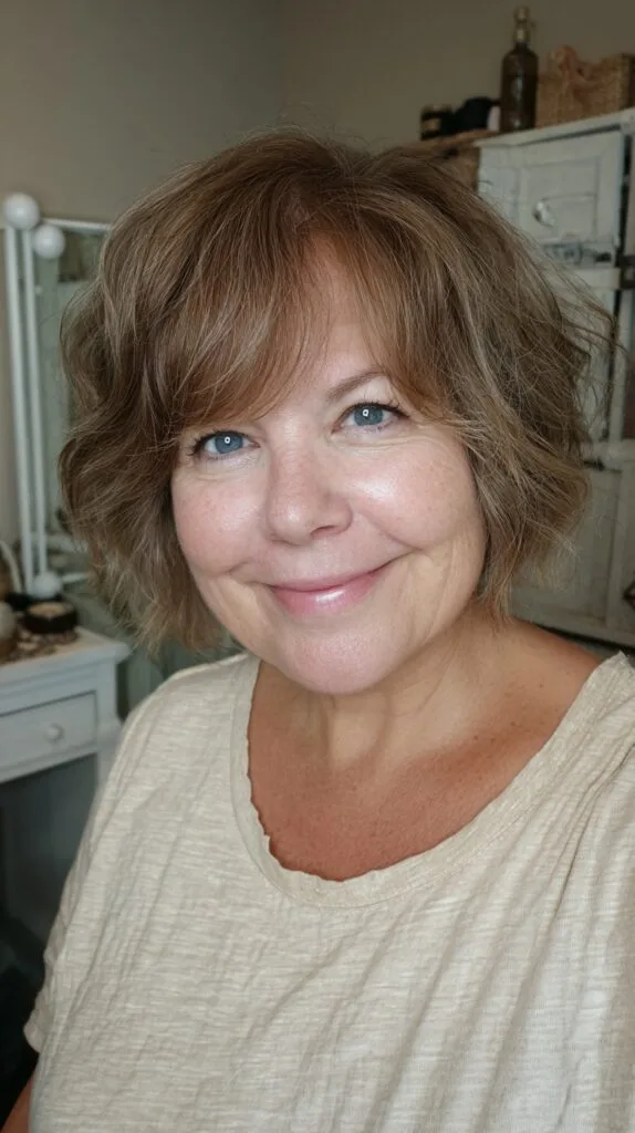 Soft Bronde Feathered Shag with Face-Framing Sweep
