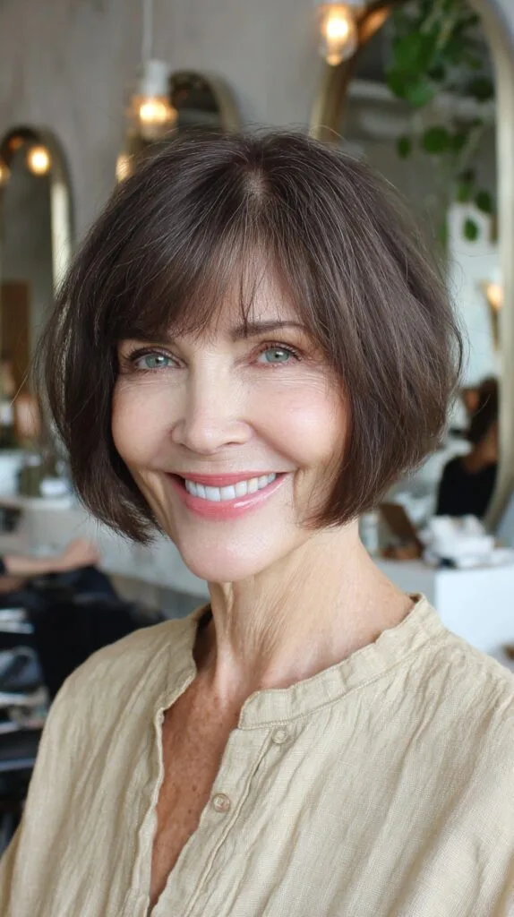 Soft Chin-Grazing One-Length Bob with Feathered Micro-Bang