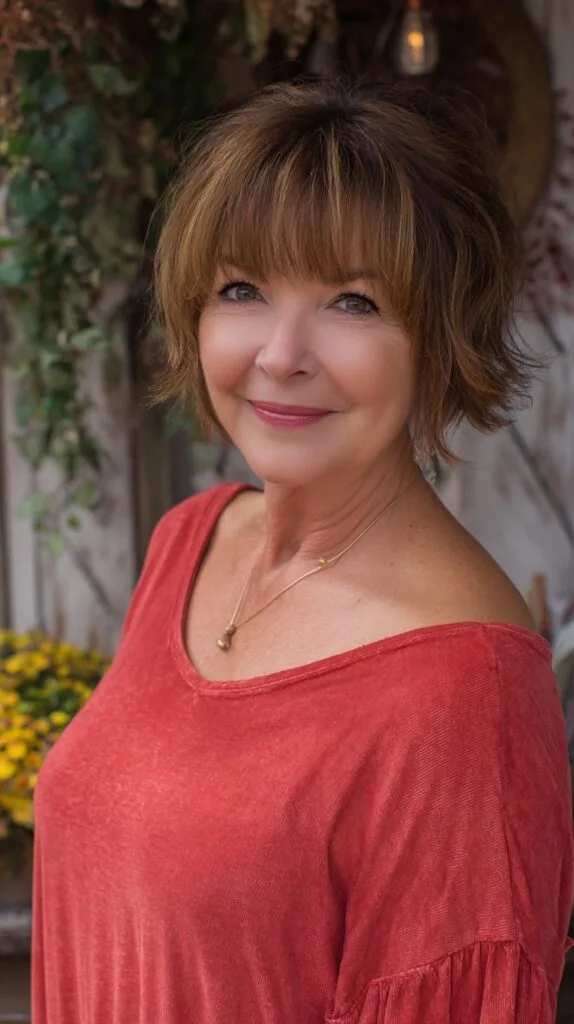 Soft Choppy Bob with Blunt Eyebrow-Skimming Fringe