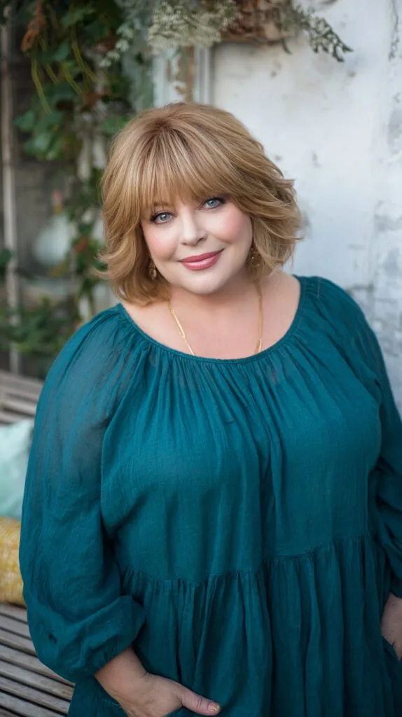Soft Face-Framing Layered Bob with Feathered Curtain Fringe