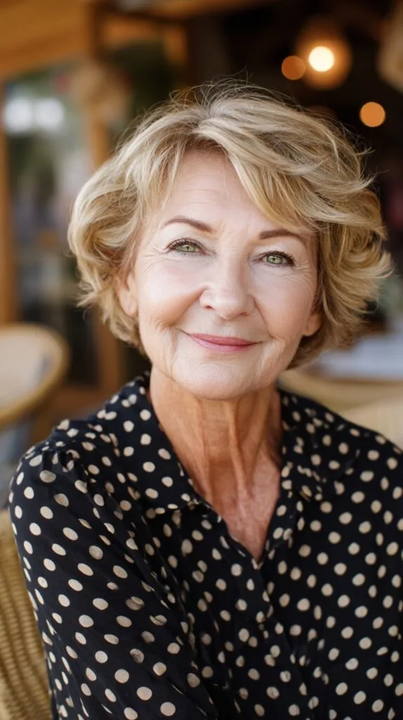 Soft Feathered Short Bob with Natural Silver Roots