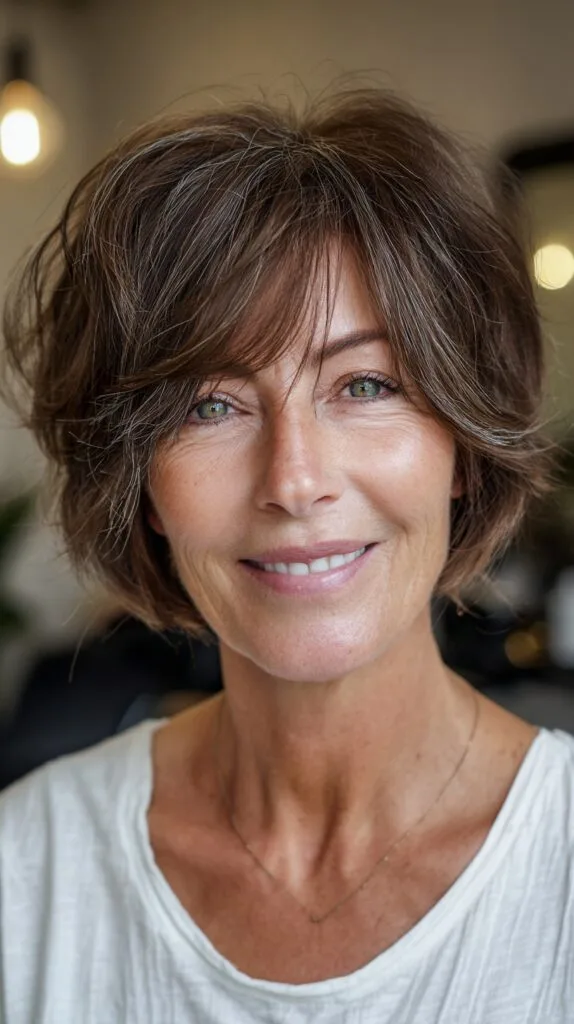 Soft Layered Chin-Length Shag with Subtle Silver Peek-Through