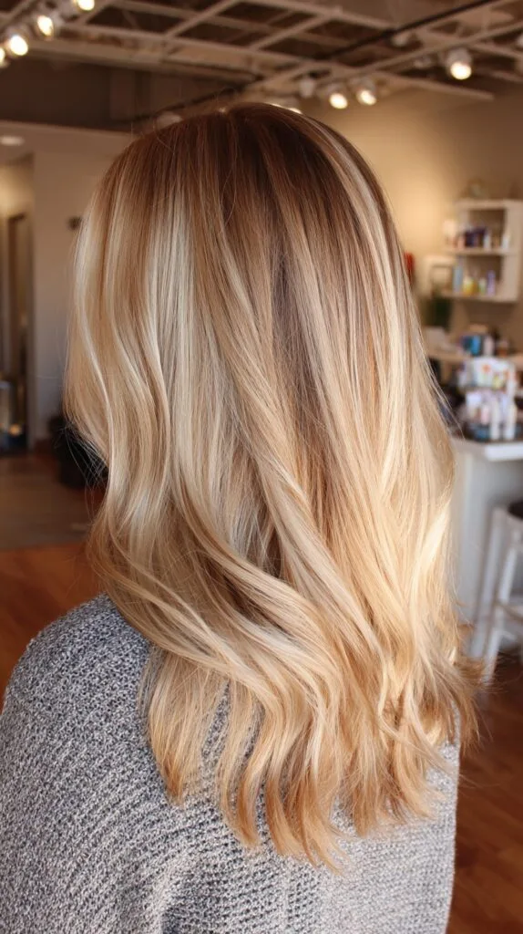 Soft Mid-Length Waves with Creamy Blonde Gradation
