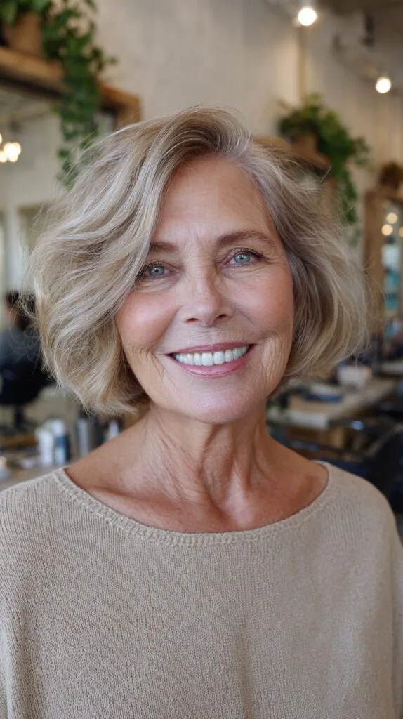 Soft Root-Melt Chin-Grazing One-Length Bob with Voluminous Crown