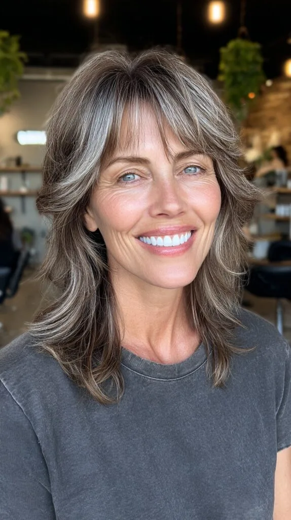 Soft Shag Curtain Bangs with Wispy Face-Framing Layers