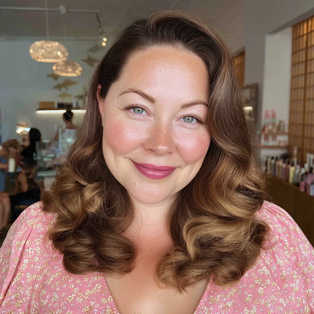 Soft Vintage-Inspired Loose Curls with Side Part