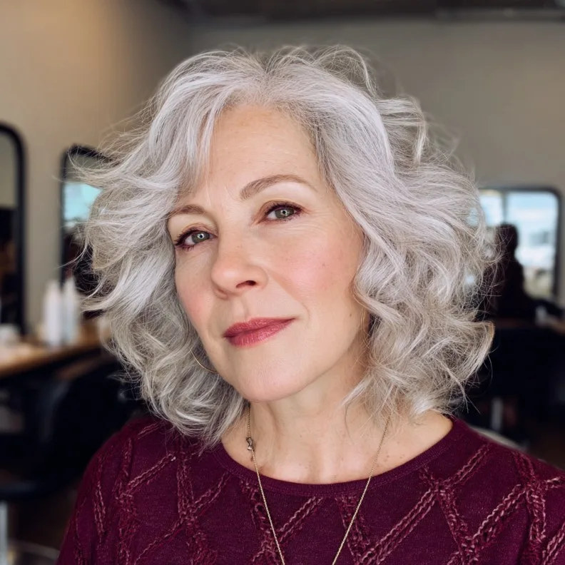 Softly Curled Neck-Length Cut for Elegant Mature Women