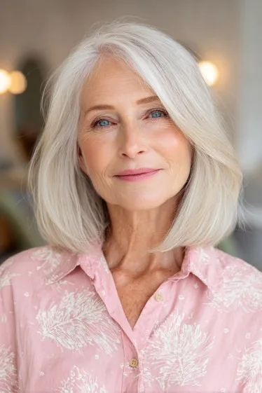 Softly Layered Ash Blonde Long Bob with Subtle Movement