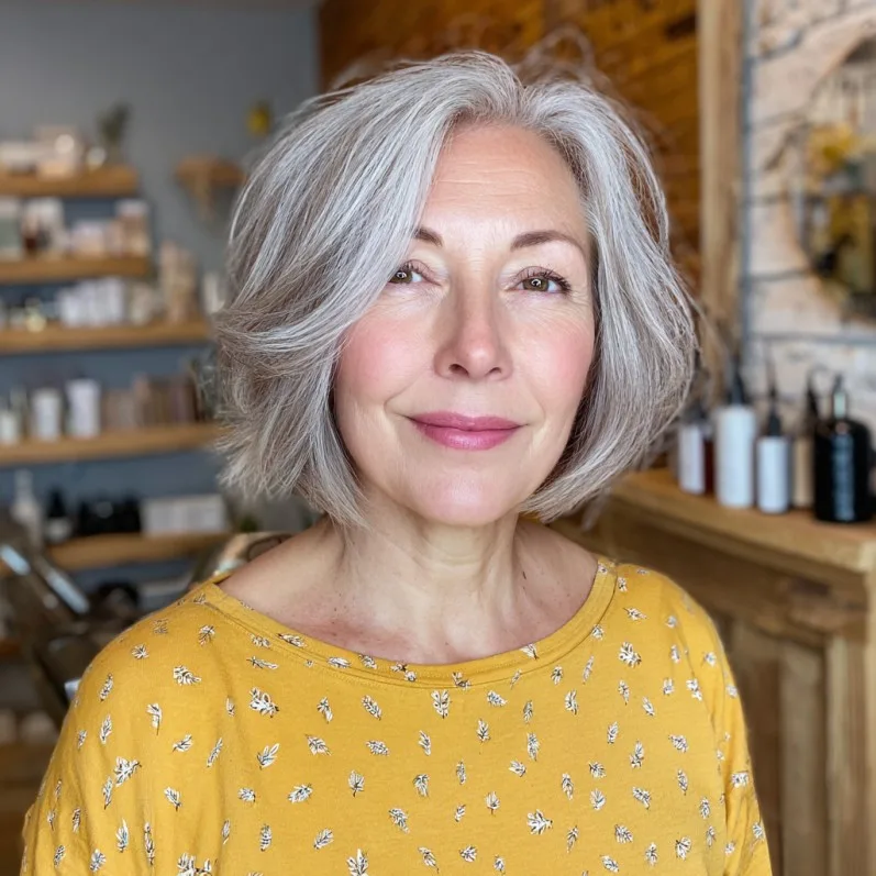 Softly Layered Ashy Bob with Subtle Movement