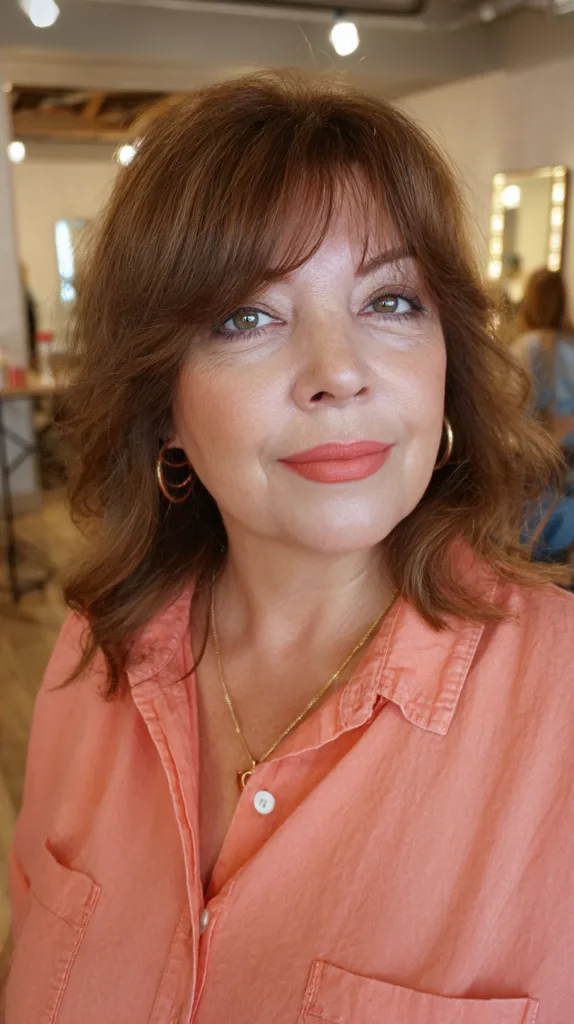 Softly Layered Chestnut Waves with Face-Framing Details