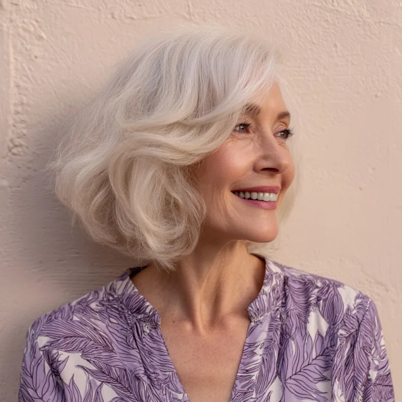 Softly Layered Wavy Neck-Length Cut with Subtle Movement