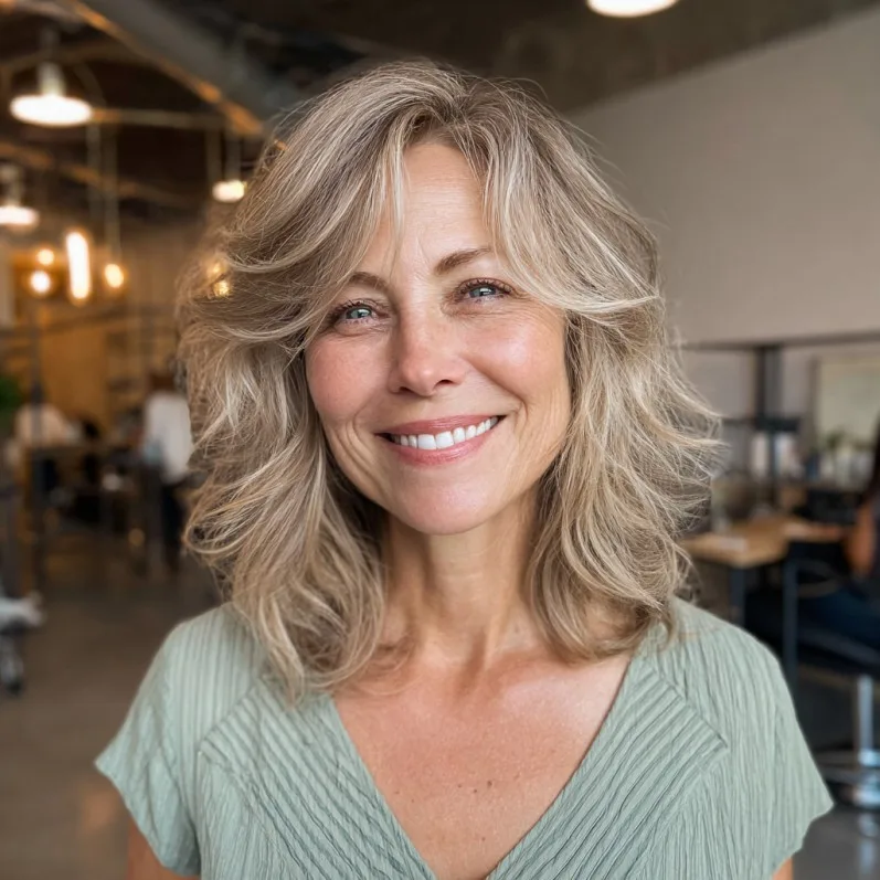 Softly Textured Long Choppy Bob with Natural Movement